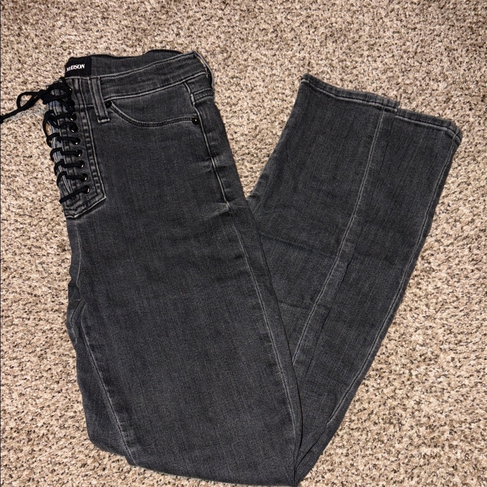 Hudson Jeans Dark Gray Straight Leg Women's Jeans Lace Up Size 26